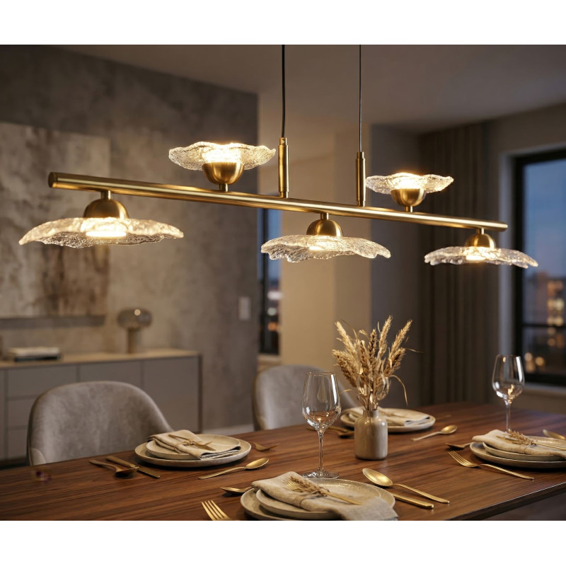 Lampadelle Ario Emily 5 Luci Vetro Trasparente cm 100x24x18