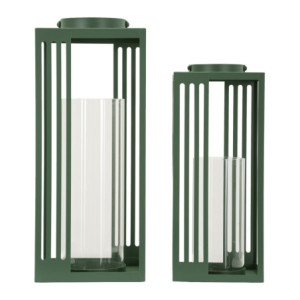 Lanterne Linee Coppia cm 18,3x18,3x43,5-15x15x36,5 (vetro Temperato)
