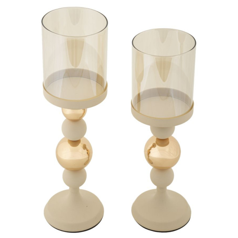 Porta Cand Glassy Crema Set 2 Pz cm ø 10x32-10x36