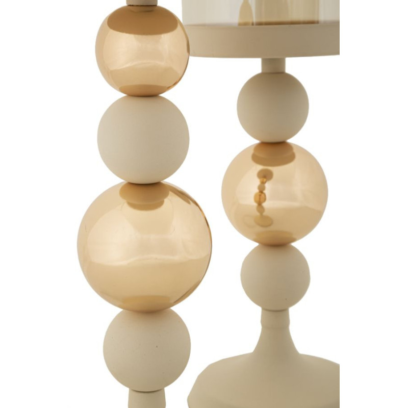Porta Cand Glassy Crema Set 2 Pz cm ø 10x32-10x36