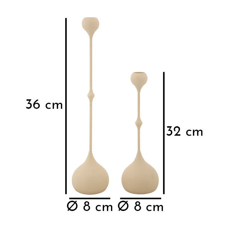 Porta Cand Slimmy Crema Set 2 Pz cm ø 8x26-8x37