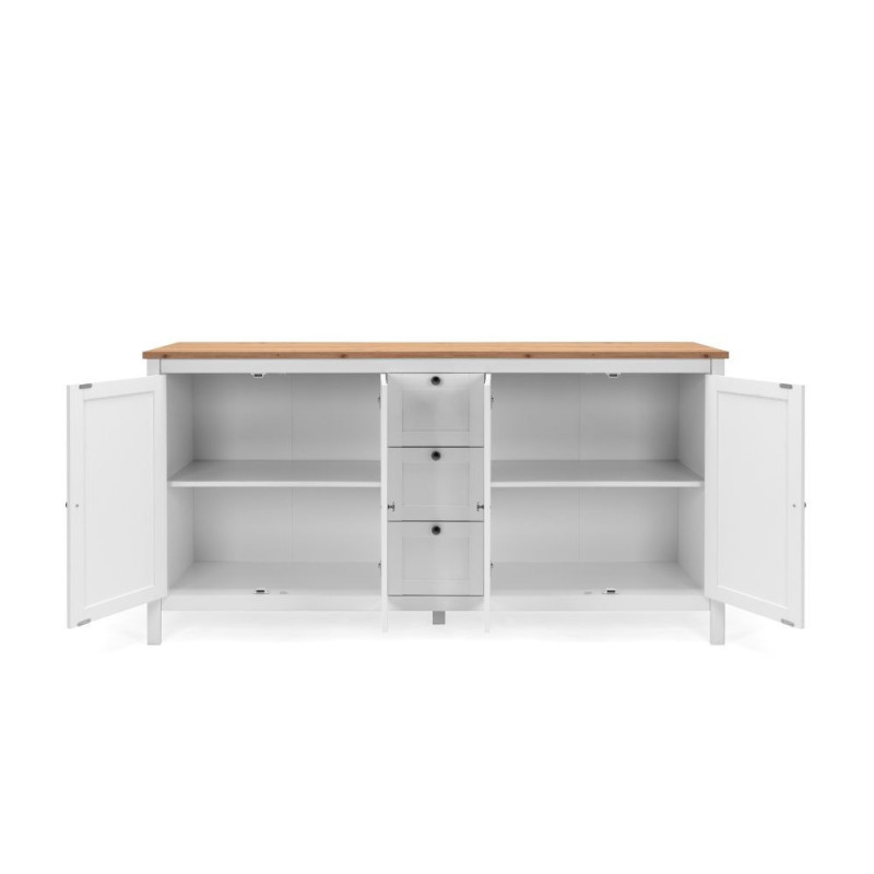 Madia Bergen51 con 4 ante e 3 cassetti colore bianco e rovere oak