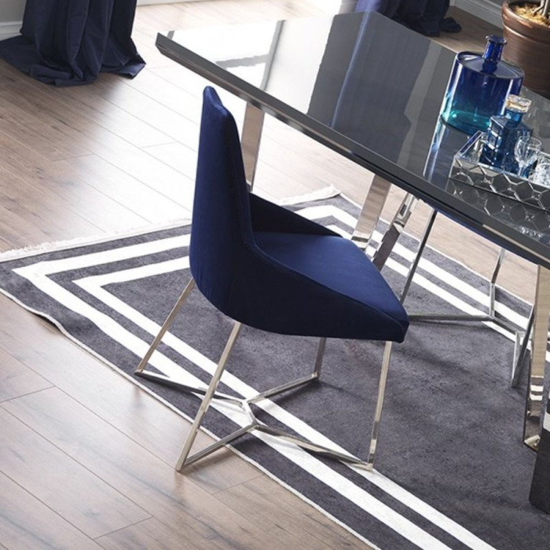 Sedia Enzio tessuto blu parliament set 2 pezzi