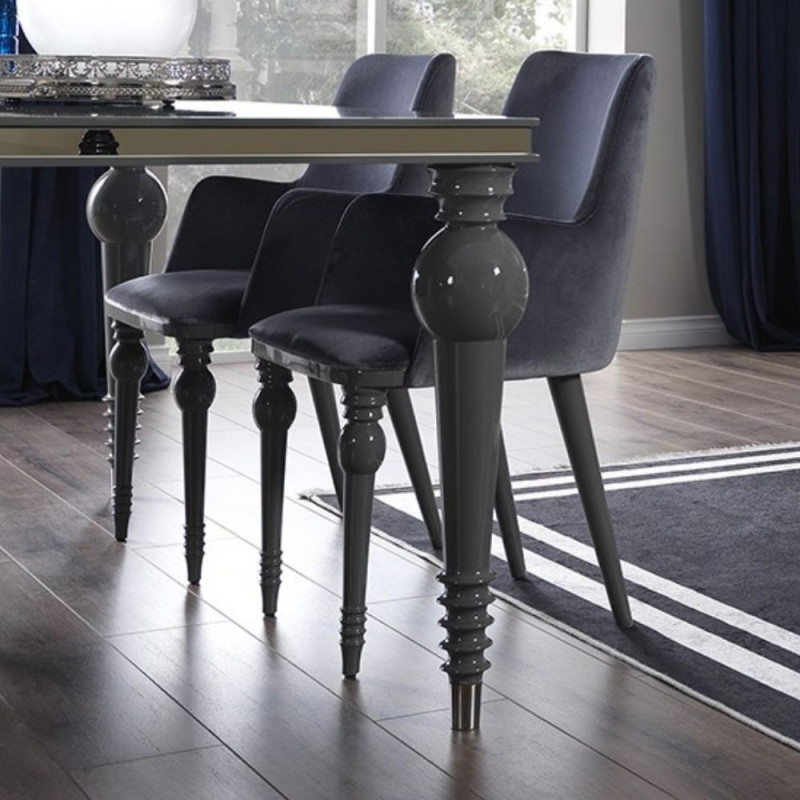 Sedia Zen vellutino grigio e gambe in tinta 2 pezzi