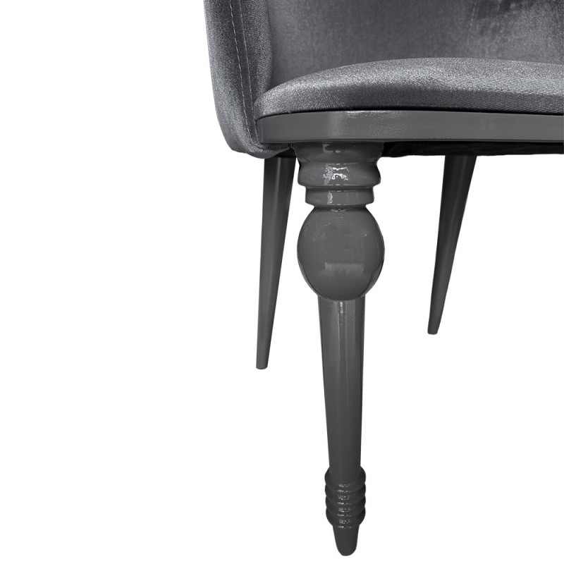 Sedia Zen vellutino grigio e gambe in tinta 2 pezzi