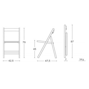 Zoom Sedia pieghevole Penelope in legno noce set 4 pezzi