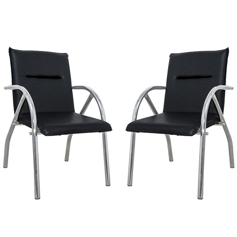 Set di 2 Sedie attesa sala ospiti Karisma ecopelle nera