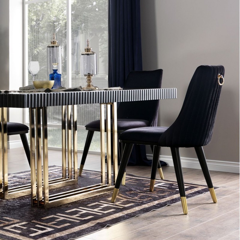 Sedia da pranzo Akustik Simphony velluto nero set 2 pezzi