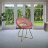 Poltroncina Etere in velluto rosa con gambe in metallo dorato set 2 pezzi