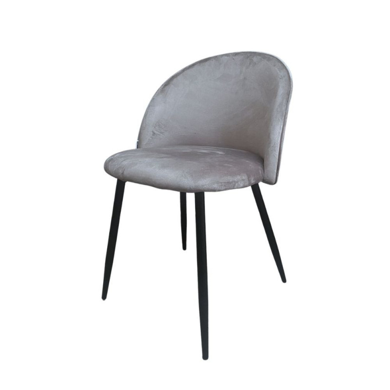 Sedia Despina in tessuto colore grigio e gambe in metallo nero set 4 pezzi