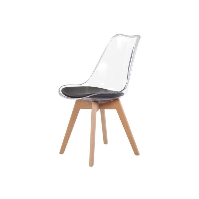 Sedia Tebe in PET trasparente e gambe in legno set 4 pezzi