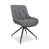 Sedia da pranzo Agora colore grigio con schienale in ecopelle grigio scuro e gambe nere con base fissa set 2 pezzi