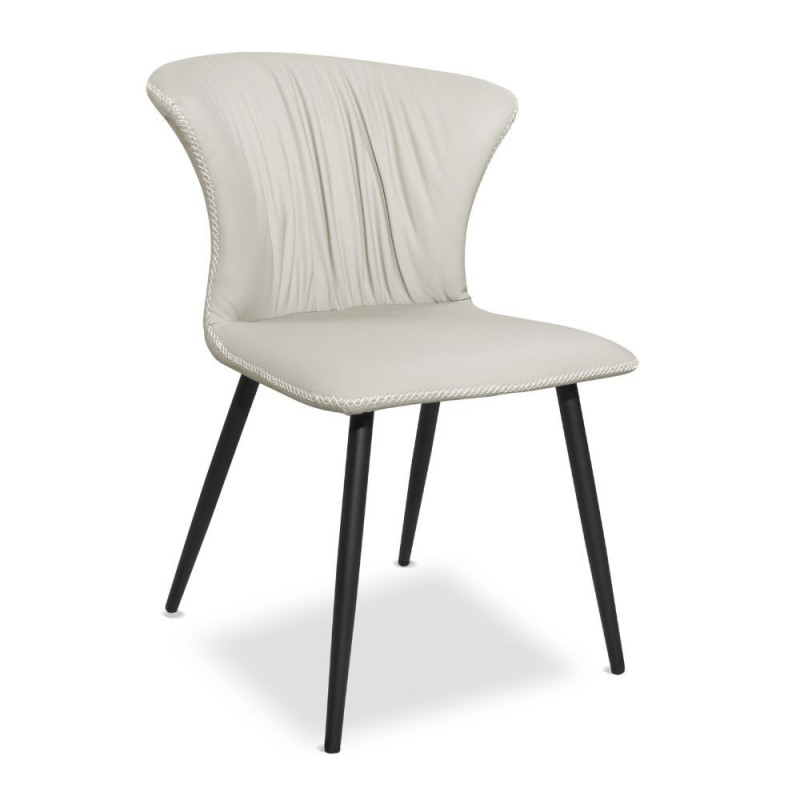 Sedia Core colore beige con gambe in metallo nero set 2 pezzi