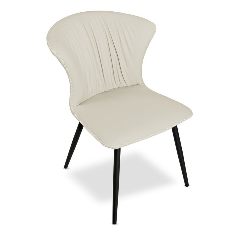 Sedia Core colore beige con gambe in metallo nero set 2 pezzi