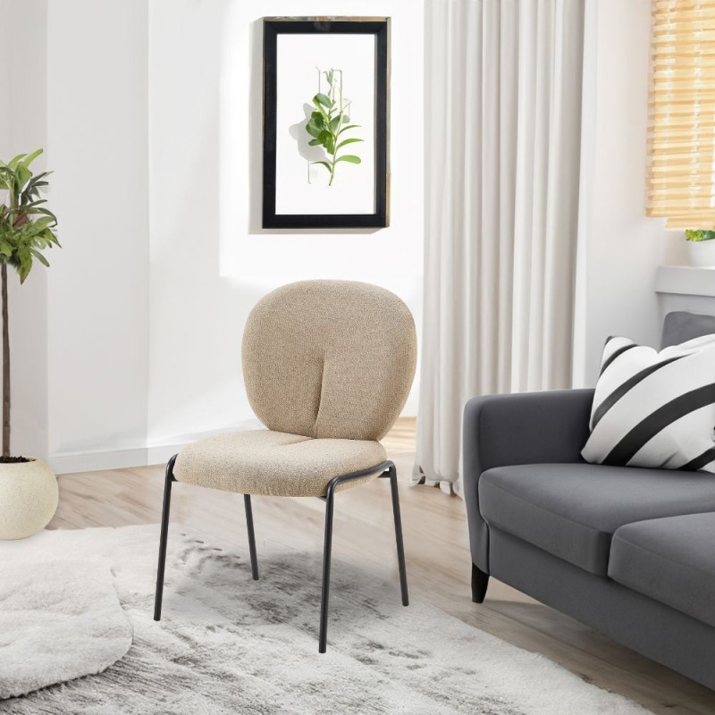 Sedia da pranzo Sirio tessuto teddy beige set 2 pezzi