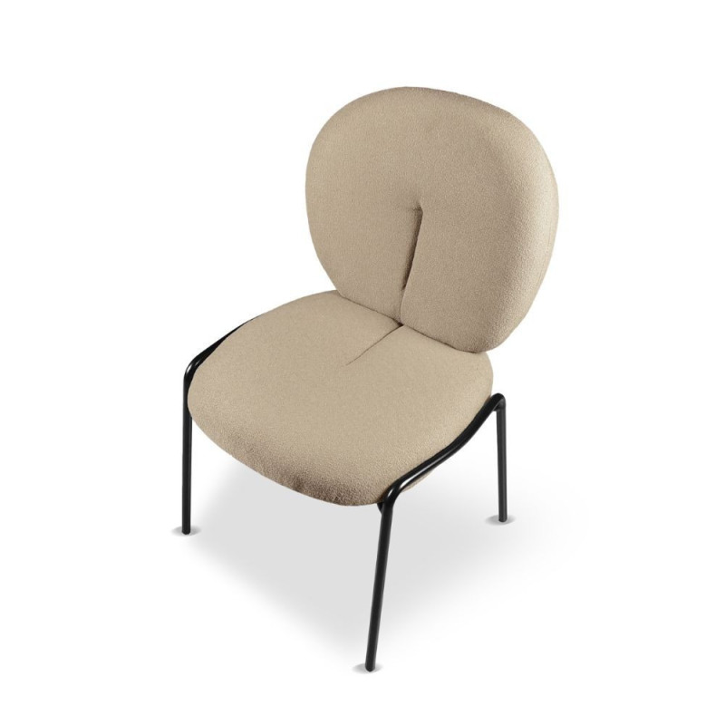 Sedia da pranzo Sirio tessuto teddy beige set 2 pezzi