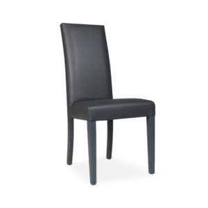 Zoom Sedia Nancy in ecopelle grigia antracite con gambe in tinta 2 pezzi