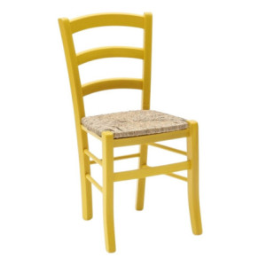 Zoom Sedia Venezia colore anilina giallo in legno di faggio con seduta in paglia set 2 pezzi