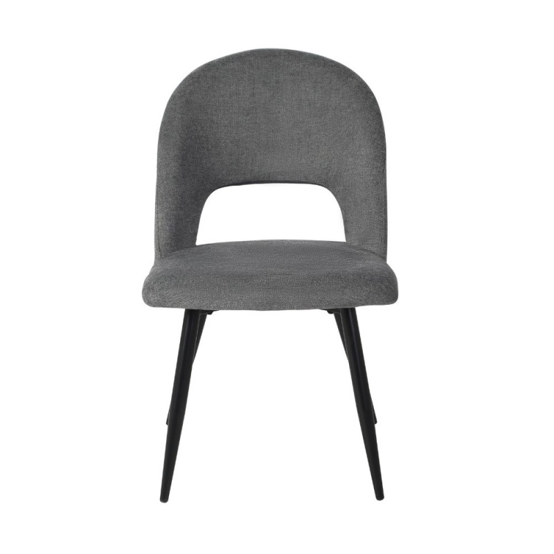 Sedia Lunetta imbottita in tessuto grigio con gambe nere set 2 pezzi