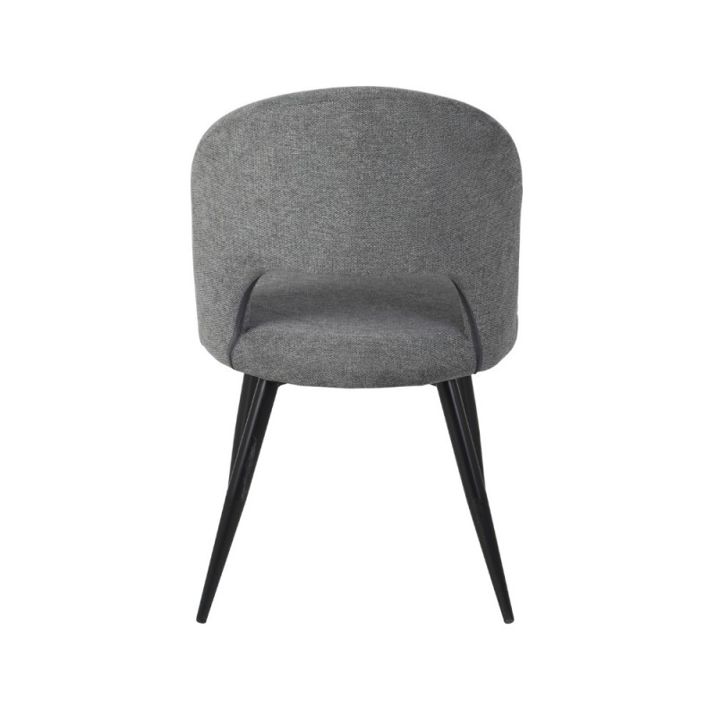 Sedia Lunetta imbottita in tessuto grigio con gambe nere set 2 pezzi