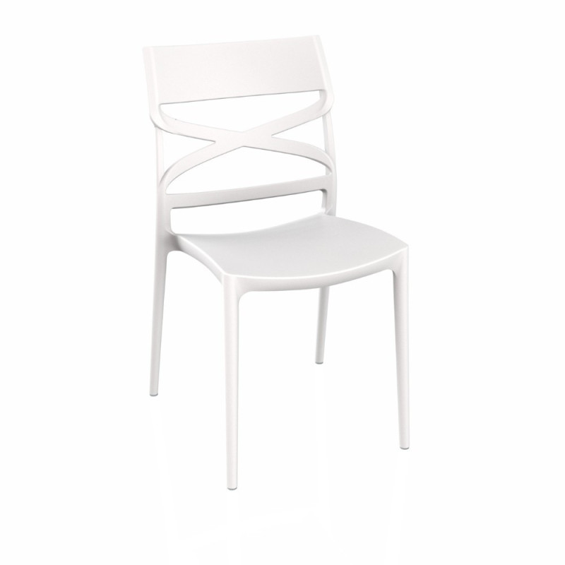 Sedia Flow in polipropilene rinforzata con fibra di vetro colore bianco set 4 pezzi