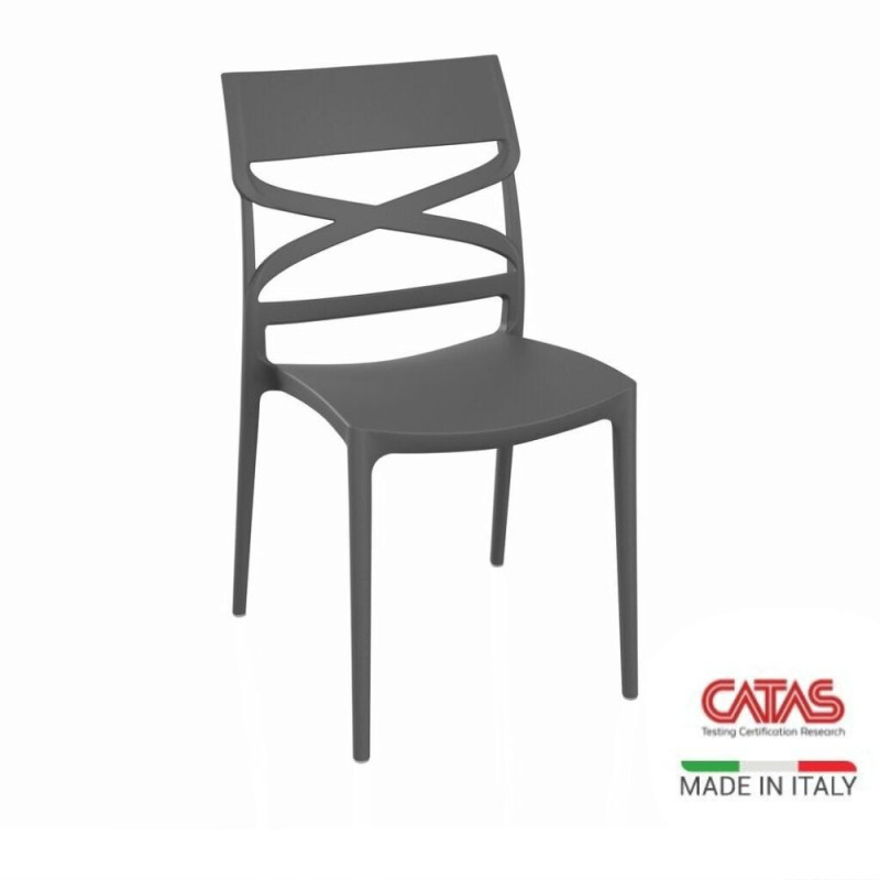 Sedia Flow in polipropilene rinforzata con fibra di vetro colore grigio metal set 4 pezzi