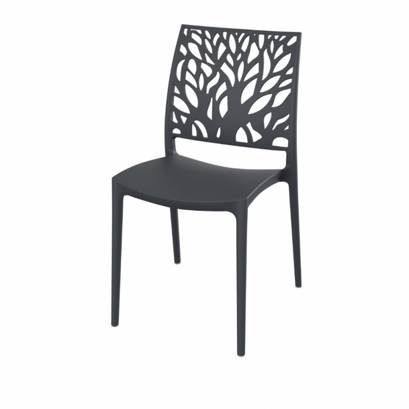 Sedia Tree in polipropilene rinforzata con fibra di vetro colore grigio metal set 4 pezzi