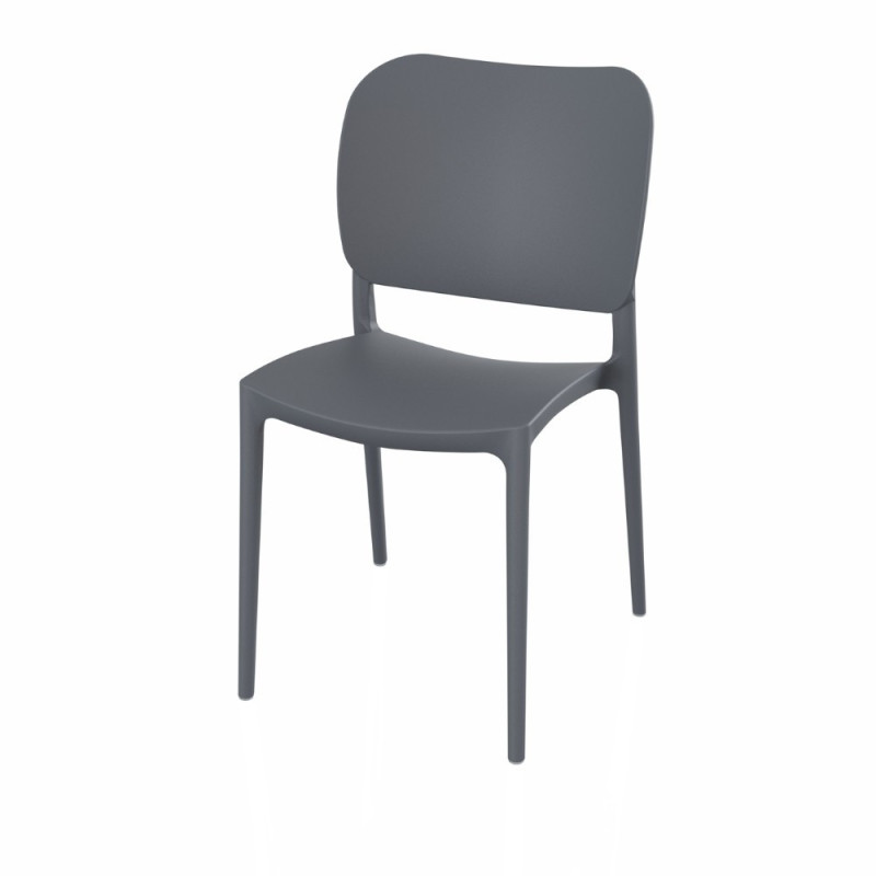Sedia Orbita in polipropilene rinforzata con fibra di vetro colore grigio metal set 4 pezzi