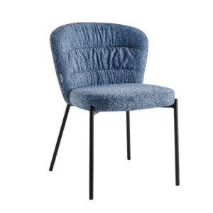 Zoom Sedia imbottita Cami in tessuto teddy azzurro polvere set 4 pezzi