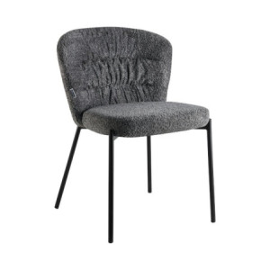 Zoom Sedia imbottita Cami in tessuto teddy grigio set 4 pezzi