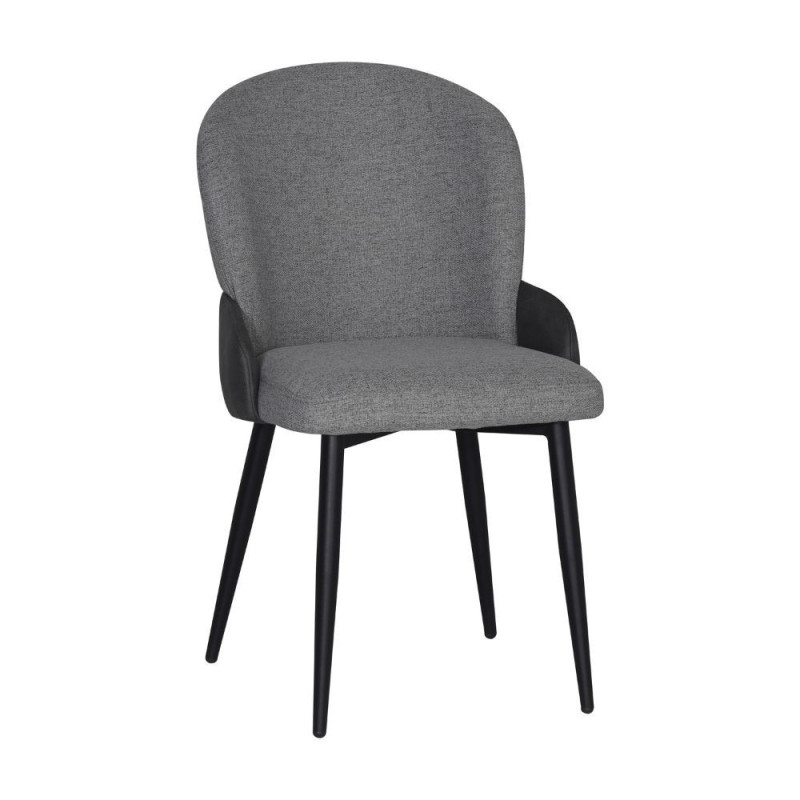 Sedia Simo in tessuto Nordic 16 grigio chiaro con dettaglio posteriore in nabuk Uras 10 antracite e gambe nere set 2 pezzi