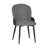 Sedia Simo in tessuto Nordic 16 grigio chiaro con dettaglio posteriore in nabuk Uras 10 antracite e gambe nere set 2 pezzi