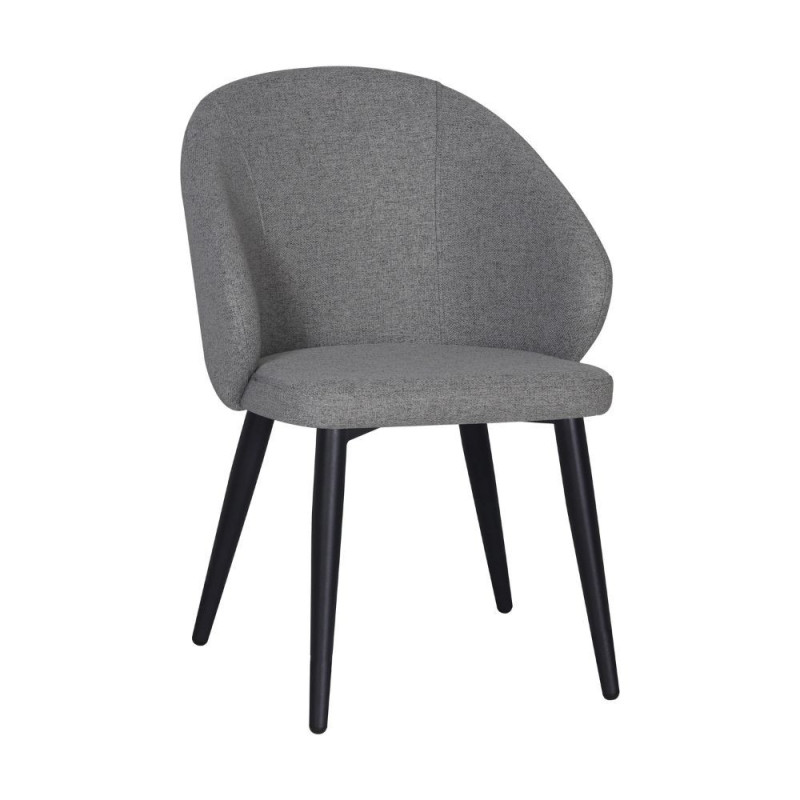 Sedia Patya in tessuto Nordic 16 grigio cenere e gambe nere set 2 pezzi