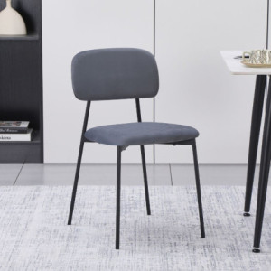 Sedia Shen in vellutino colore grigio e struttura in metallo nero set 4 pezzi