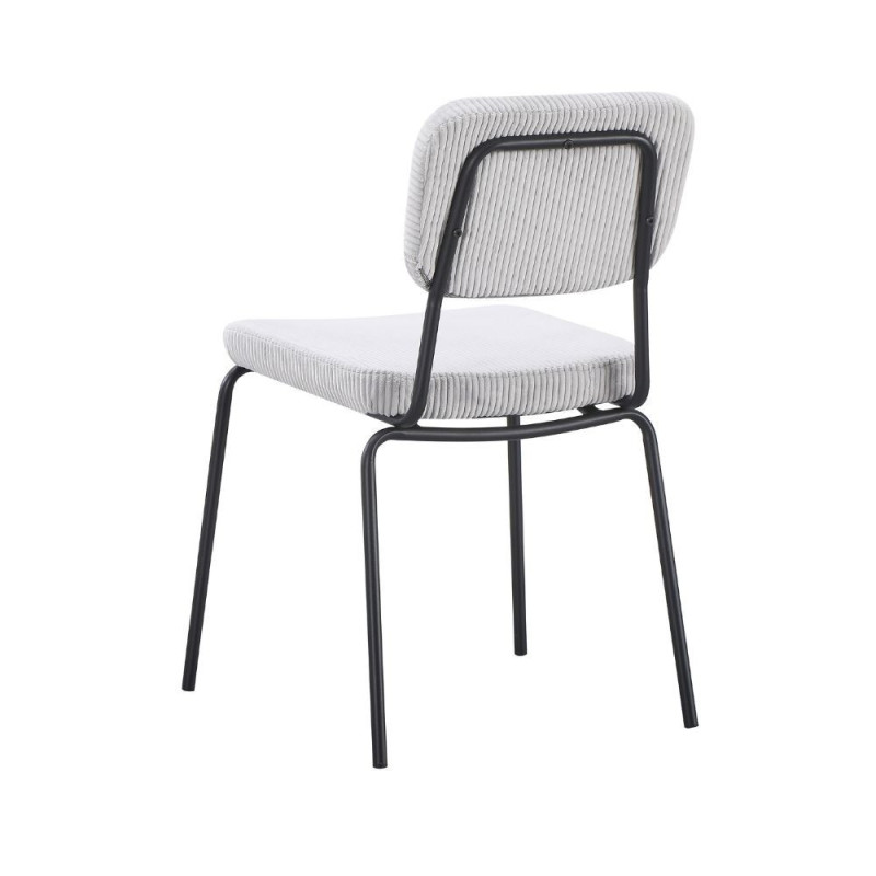 Sedia Juno in tessuto colore grigio chiaro e struttura in metallo nero set 4 pezzi