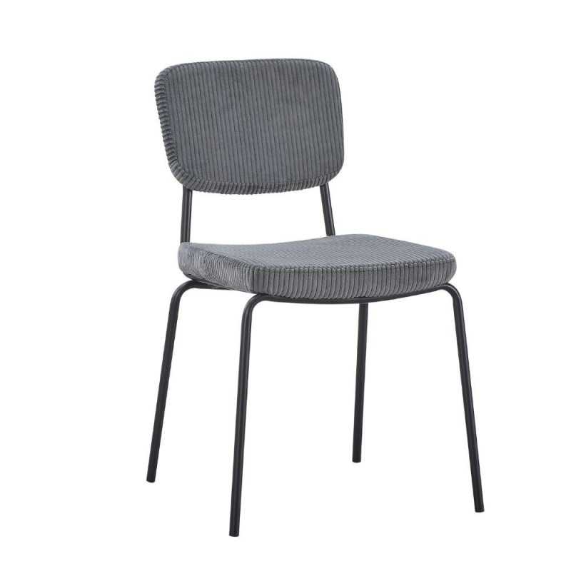 Set di 4 Sedie Juno in tessuto colore grigio scuro e struttura in metallo nero set 4 pezzi