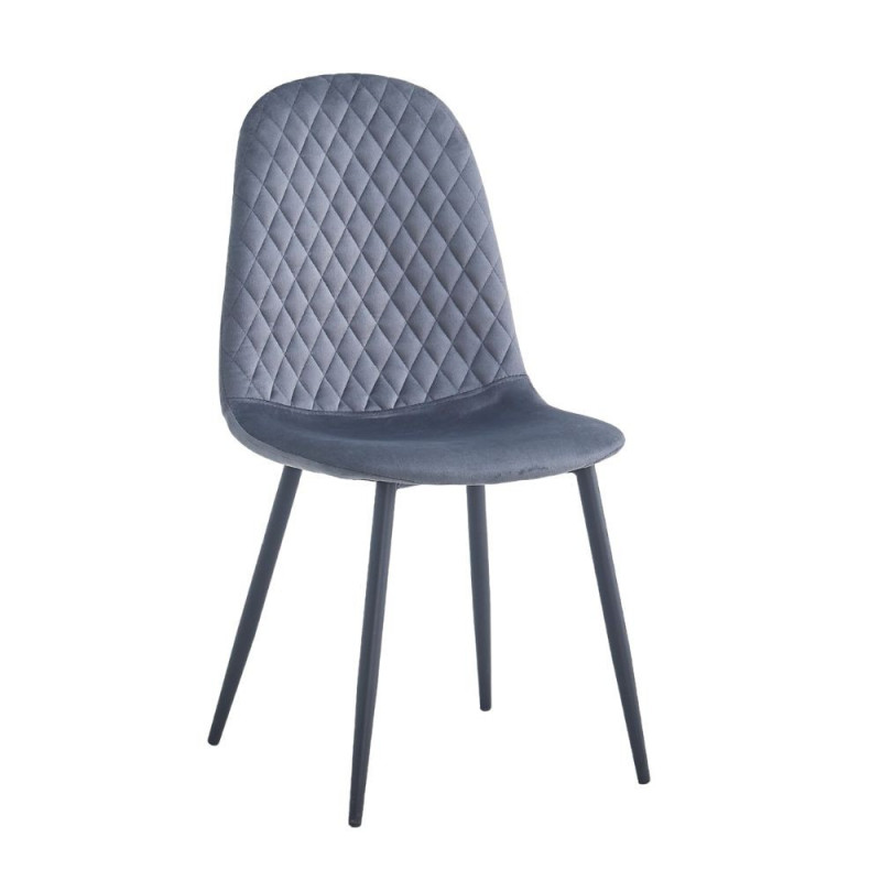 Sedia imbottita Bretta in vellutino colore grigio e gambe nere set 4 pezzi