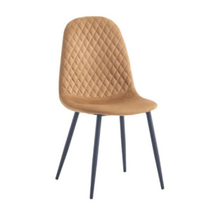 Zoom Sedia imbottita Bretta in vellutino colore mostarda e gambe nere set 4 pezzi