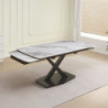 Tavolo Moritz con piano in ceramica effetto marmo bianco M325 lucido e gambe in metallo nero