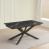 Tavolo allungabile Roxane con piano in ceramica effetto marmo arabesque nero C202 opaco e gambe in metallo nero