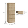 Cassettiera Morgan 5 cassetti 41.8 x 42.2 x H 128 cm. colore rovere