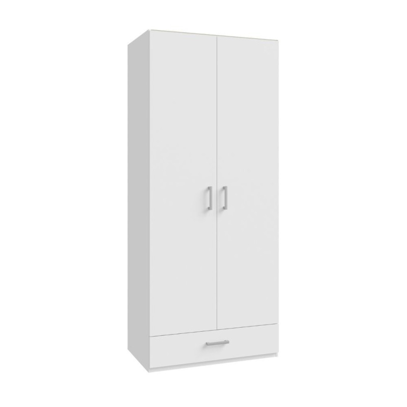 Armadio Arcadia 2 ante battenti e un cassetto colore bianco