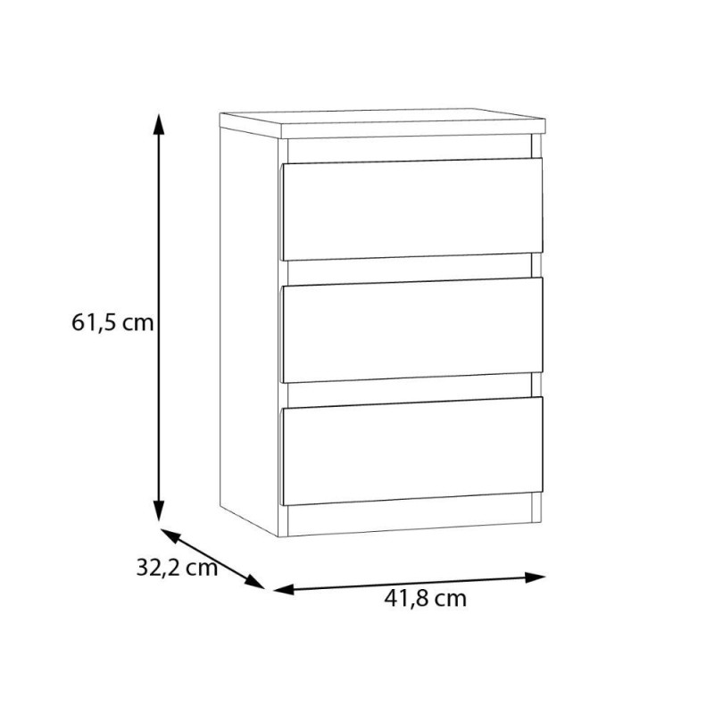 Cassettiera Morgan 3 cassetti 41.8 x H 61.5 x 32.2 cm colore bianco