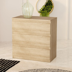 Cassettiera Morgan 3 cassetti 77.2x79.8x42.2 cm. colore rovere