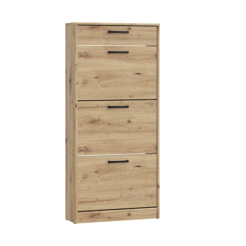 Scarpiera Cecilia con 3 scomparti ed un cassetto colore rovere 58.2x20.4x127.7 H cm.