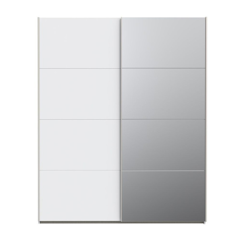 Armadio Elio con 1 anta a specchio e 1 anta scorrevoli colore bianco
