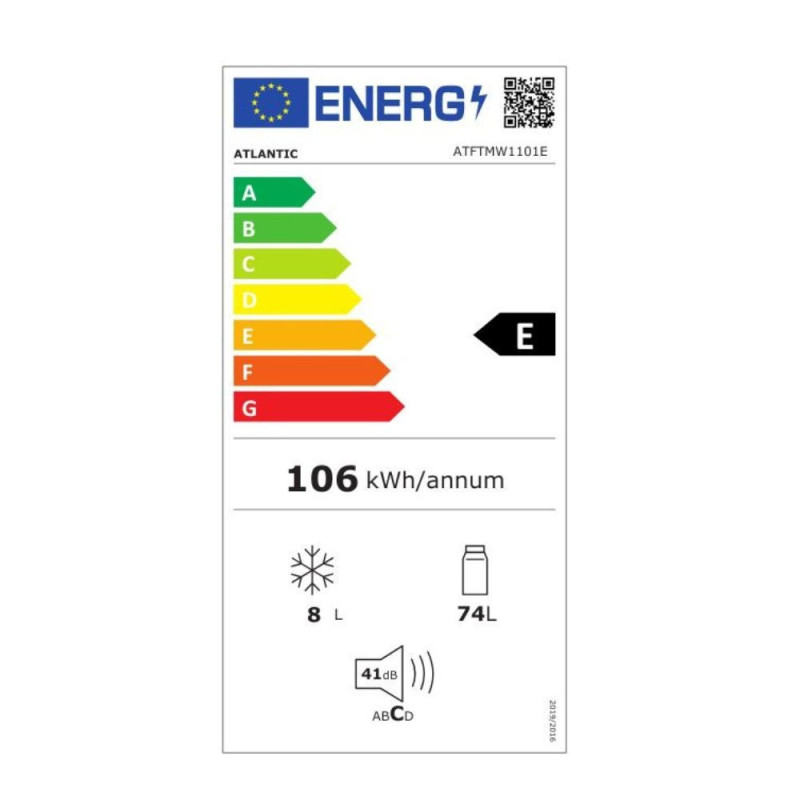 Frigorifero sottotavolo Atlantic ATFTMW1101E 82 lt colore bianco classe E