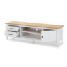 Mobile porta tv Miranda con 1 anta 2 cassetti e 2 vani a giorno in legno massiccio colore bianco e top pino