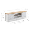 Mobile porta tv Miranda con 1 anta 2 cassetti e 2 vani a giorno in legno massiccio colore bianco e top pino