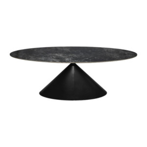 Zoom Tavolo ovale fisso Punto con piano effetto marmo nero 200x100xH76 cm.
